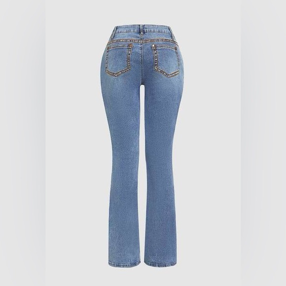 Wash Contrast Stitch Low Waist Bootcut Jeans flamingals size L/XL FL5-2 - Picture 4 of 16